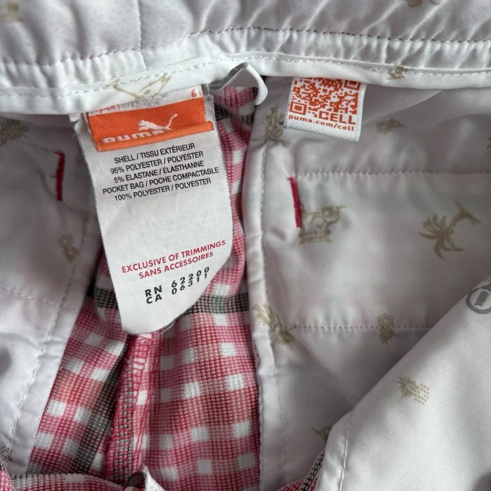Puma Sportlifestyle Womens Red Plaid Golf Shorts Size 6 Gingham Performance